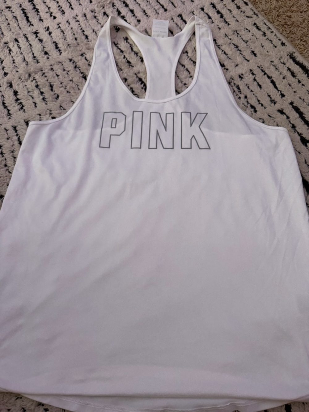 White Racerback Tank Top with 'PINK' Logo